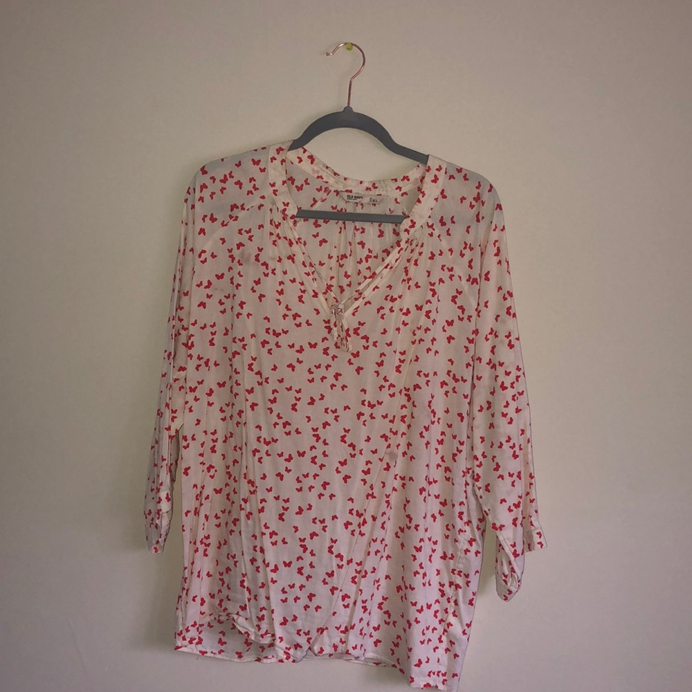 Old Navy Cream Top with orange butterflies